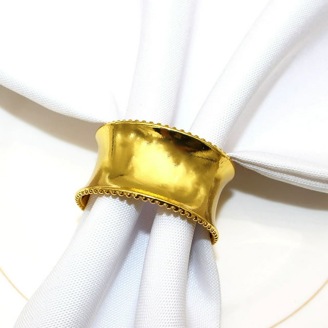 Xiao Hua 12 servilleteros redondos con cuentas para bodas, fiestas, celebraciones y cenas (dorados)