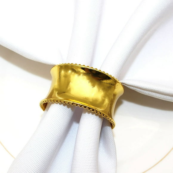 Xiao Hua 12 servilleteros redondos con cuentas para bodas, fiestas, celebraciones y cenas (dorados)