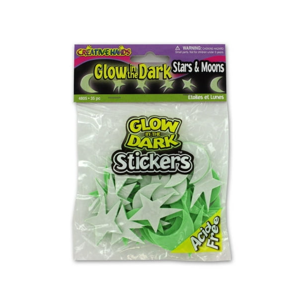 Glow In The Dark Moon And Stars Stickers, 18 Count