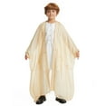 thumbnail image 2 of lnmuld Kids Coats Elegant Arabic Thobe Traditional Kaftan Robe Set for Teenage Boys with Long Sleeve Embroidered Design Solid Color Size:9-10 Years, 2 of 9