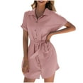 thumbnail image 2 of Robes pour Femmes 2024 Été Surdimensionné Décontracté Ample à Simple Boutonnage Col à Revers Manches Courtes Blouse 50 % de Réduction Liquidation!, 2 of 9