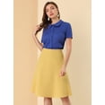 thumbnail image 3 of INSPIRE CHIC Camisa De Manga Corta Suave Con Botones Y Cuello Peter Pan Dulce Para Mujer Azul marino XL, 3 of 6