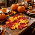 thumbnail image 4 of Layered Artificial Maple Leaf Round Placemat, 14.91 in Multicolor Fall Harvest Table Mat, Plastic Autumn Tabletop Decor for Thanksgiving Halloween Dinner Party Setting, 4 of 6