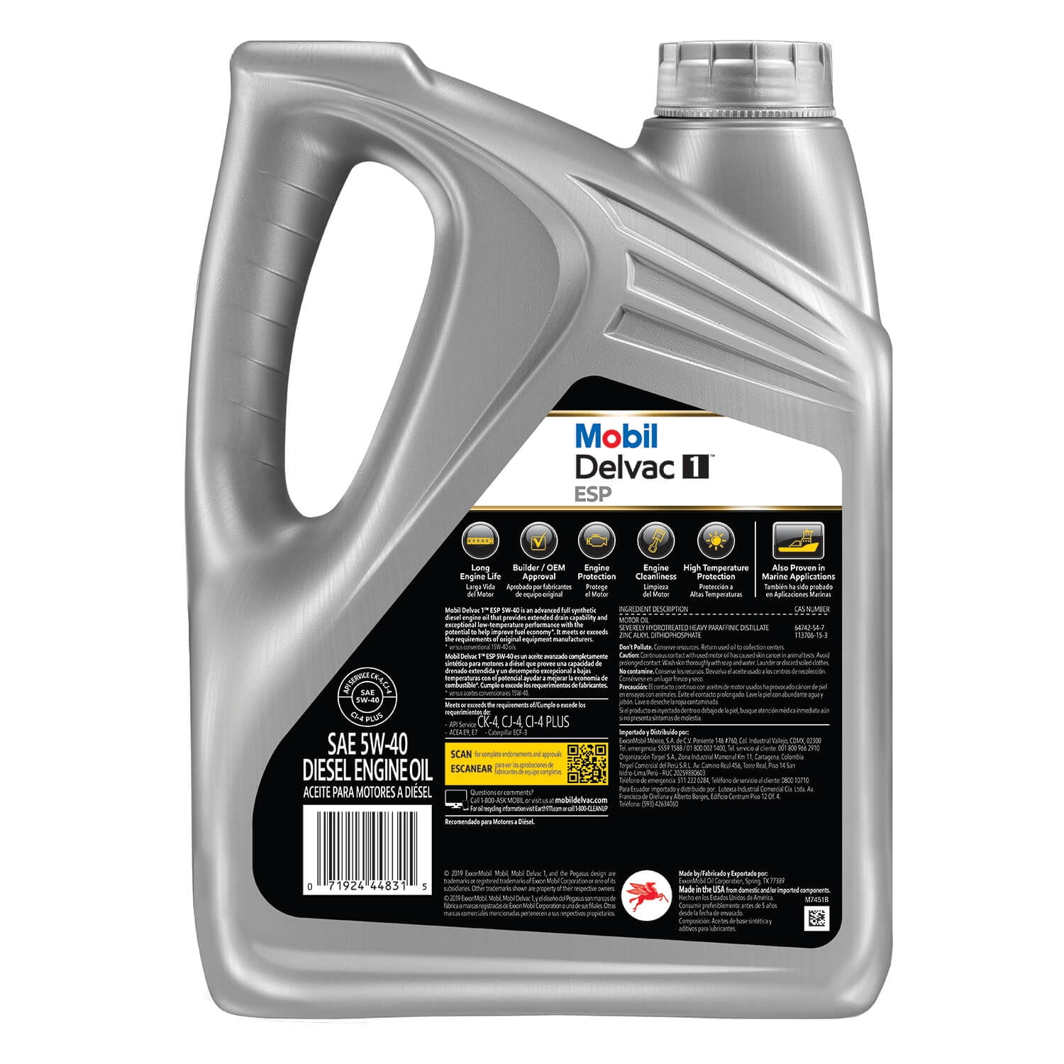 Mobil Delvac 1 ESP Heavy Duty Full Synthetic Diesel Engine Oil 5W-40, 1 Gallon (Pack of 3)