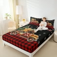 thumbnail image 4 of Manfei Cartoon Gingerbread Man Full Sheet Set,Merry Xmas Red Berry Black Plaid,Luxury Decor For Girls,4-Piece, 4 of 7