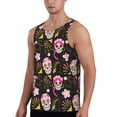 thumbnail image 2 of Uemuo Skull Daisy Pattern Men's Muscle Shirts Sleeveless Dry Fit Gym Workout Tank Top Lightweight Sports Tank Top Beach Tank Top, Loose-fit Sleeveless Shirt-3X-Large, 2 of 7