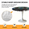 thumbnail image 6 of Green Peacock Feather Elastic Fitted Round Table Cover Abstract Modern Art Waterproof Outdoor Tablecloth for Holiday Party, Picnic, Patio & Dining Fits Tables Up to 55"-60", 6 of 8