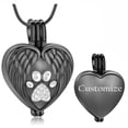 thumbnail image 2 of Paw Print Urn Necklace for Ashes - Pet Cremation Jewelry Angel Wing Heart Urn Locket Pendant with Mini Keepsake Urn Stainless Steel Ash Holder for Dog / Cat Memorial Pendant, 2 of 9