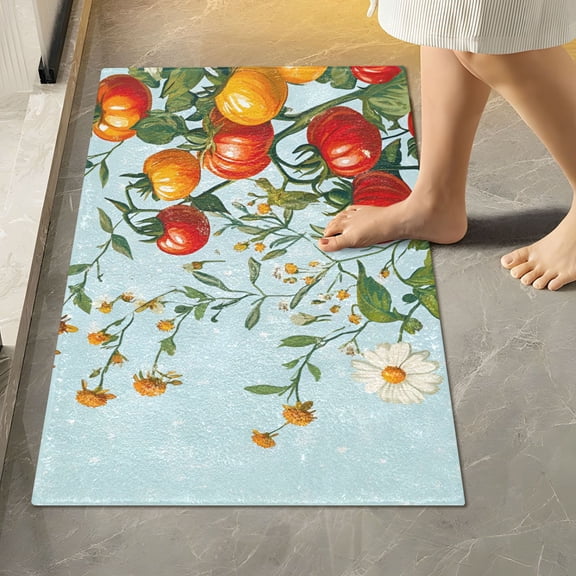 Yayeee Bath Rug for Bathroom Floor Non Slip Rectangle Fluffy Soft Absorbent Mat, 16"x24", Colorful Tomatoes
