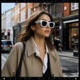 thumbnail image 5 of SA106 Super Balloon Chunky Retro Horn Rim Sunglasses Thick Wide Frame UV400 / White Frame - Black Lens, 5 of 8