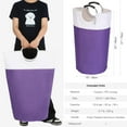 thumbnail image 4 of Sea Team 90L Large Size Collapsible Laundry Hamper, Waterproof Laundry Basket with Foam Padded Aluminum Handles, Portable Storage Basket for Laundromat Home Storage, Purple, 4 of 6
