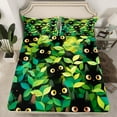 thumbnail image 2 of Feelyou Teens Funny Kitten Bed Sheets, Garden Green Leaves King Sheets, Kawaii Cat Animal Sheet Set, Luxury Bedroom Decor, 4-Piece, 2 of 7