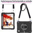 thumbnail image 5 of Dteck for iPad Air 11 inch 7th (M3) 2025 / 6th (M2) 2024, Heavy Duty Shockproof Protective Case Stand and Hand/Shoulder Strap for iPad Air 6th Generation Cover with Pen Holder, Black, 5 of 11