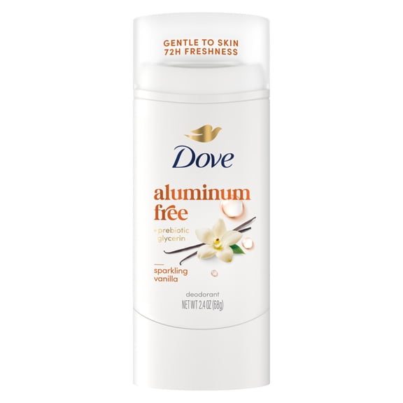 Dove Deodorant Stick for 72 Hour Odor Protection Sparkling Vanilla Aluminum Free, 2.4 oz