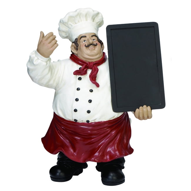 French Chef Figurine with Chalk Board Kitchen DecorMaterialPolystone
