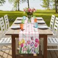 thumbnail image 4 of Table Runners 70 Inches Long Dress Scarves, Tulips Spring Floral Farmhouse Coffee/Dining/Kitchen Table Decor, Holiday Table Runner, Pink Plaid Flowers Butterfly Pastoral 13x70 Inch, 4 of 9