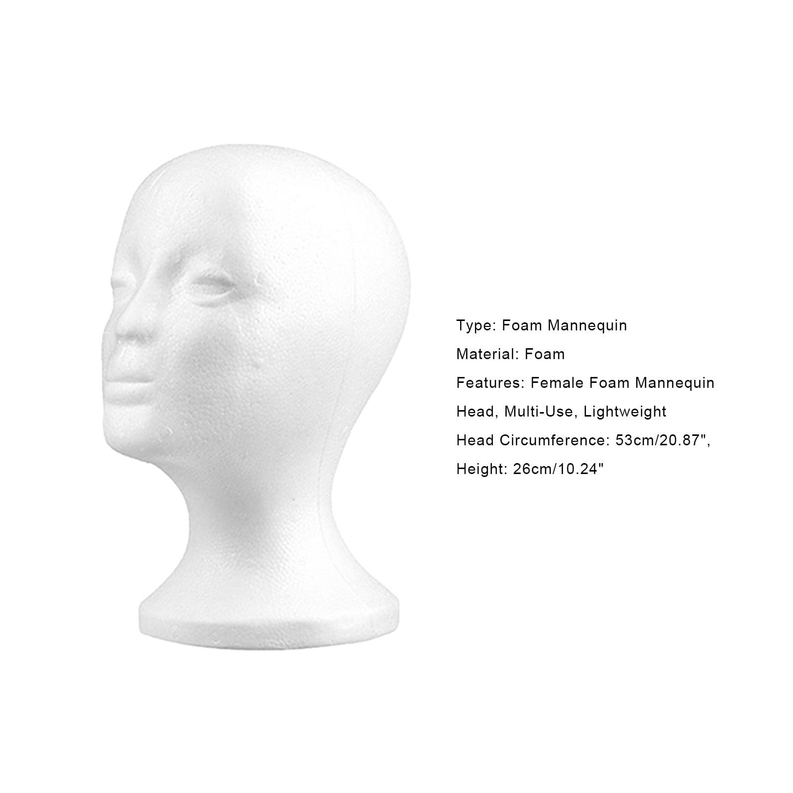 Cheers.US 2 Pieces/Set Styrofoam Head Female Foam Wig Head Mannequin Manikin Cosmetics Model Head Wigs Display Glasses Hats Hairpieces Stand