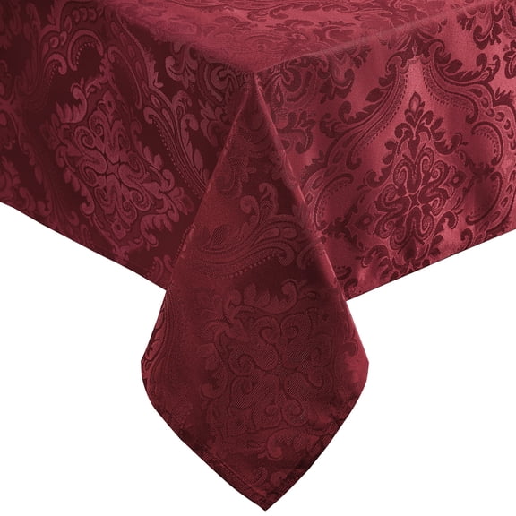 Elrene Home Fashions Caiden Elegance Damask Tablecloth, Cranberry, 52" x 52" Square