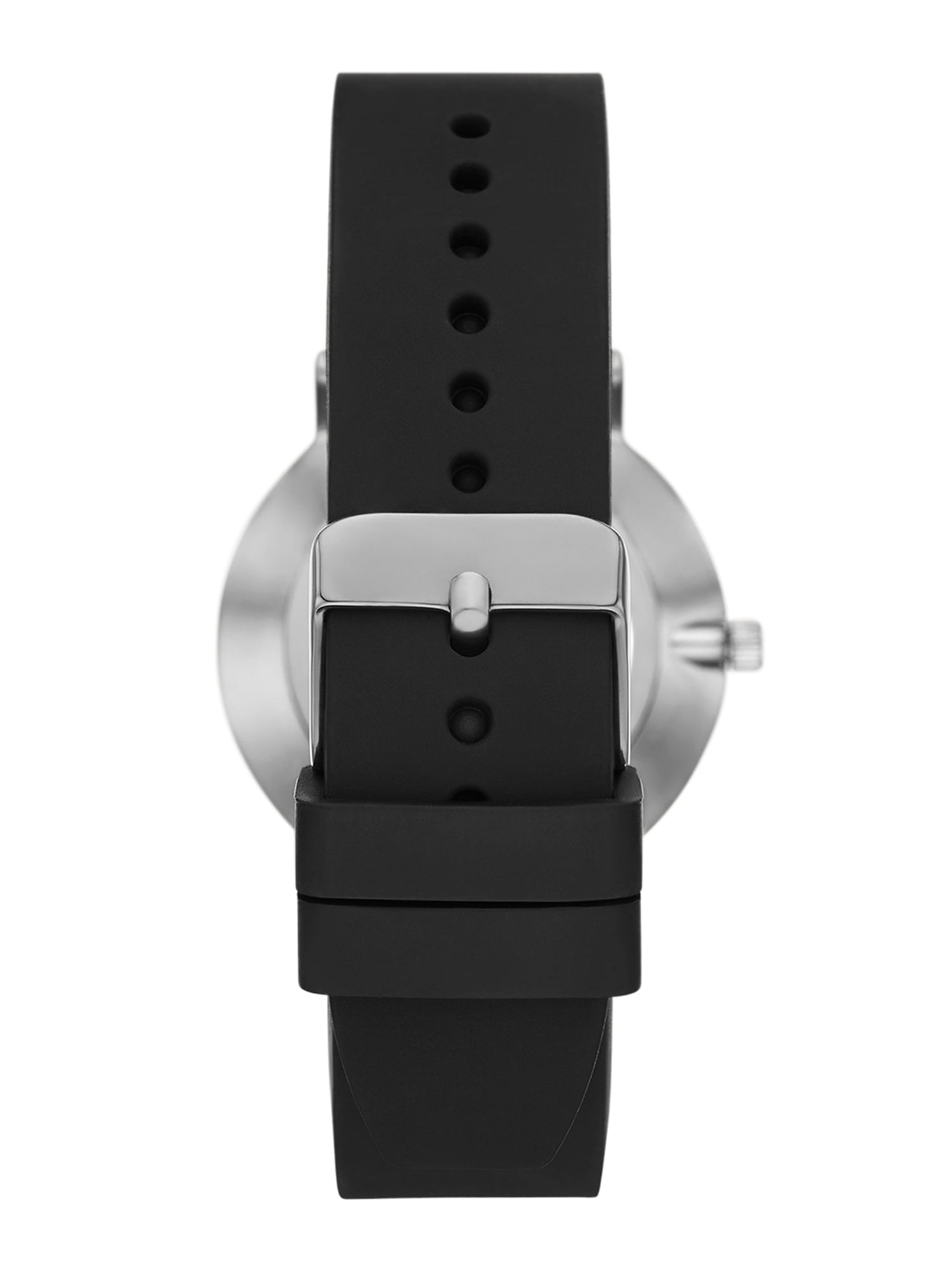 Time & Tru Women's Wristwatch: Silver Tone Case, Black Dial, Multi Colored Markers, Silicone Strap (FMDOTT041)