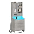 thumbnail image 4 of Afuhokles Modern LED Nightstand with 4 Drawers & Charging Station, Gray, 4 of 7