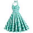 thumbnail image 4 of Baqcunre Womens Dresses 1950s Sleeveless Halter Cocktail Dress Checked Retro Swing A Line Party Dress(Mint Green S-XXL),Elegant Dresses For Women Maxi Dress For Women Holiday Dress Party Dress, 4 of 4