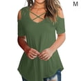 thumbnail image 1 of Blusa suelta de manga corta con camiseta sexy para niña con hombros descubiertos, vendaje verde, M Yuarrent AP001291-37, 1 of 5