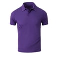 thumbnail image 4 of lcziwo Mens Polos Shirts Cotton Lightweight Short Sleeve Tee Solid Color Holiday Workout Button Down Collared T-Shirt Purple L, 4 of 7