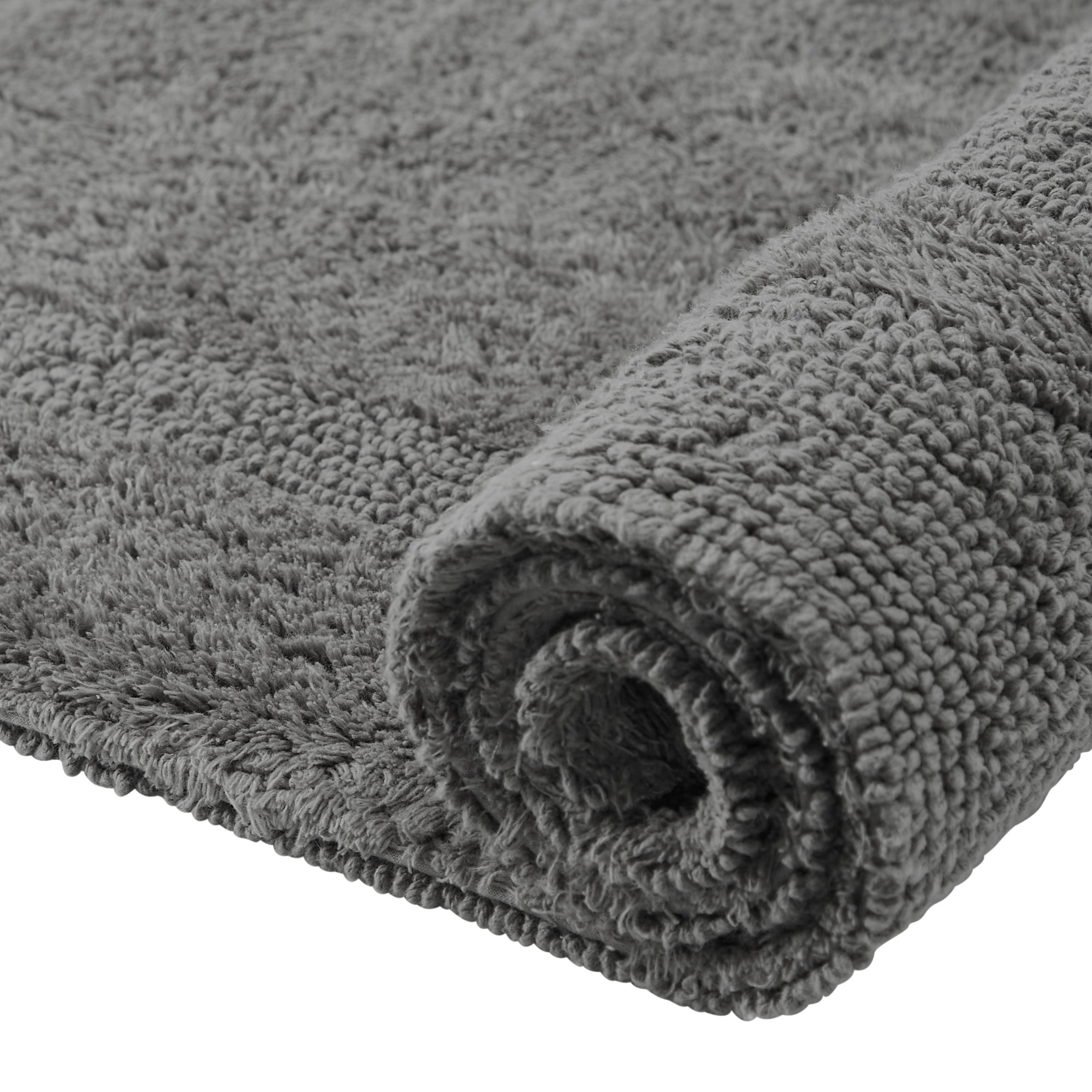 Better Trends Luxury Bathroom Rug 2 Piece Set 100% Cotton Bath Rug Water Absorbent, Reversible Machine Washable Runner Mat for Bathroom, Bathtub, Laundry Room 21"x34"|20"x60" Gray Lux Collection