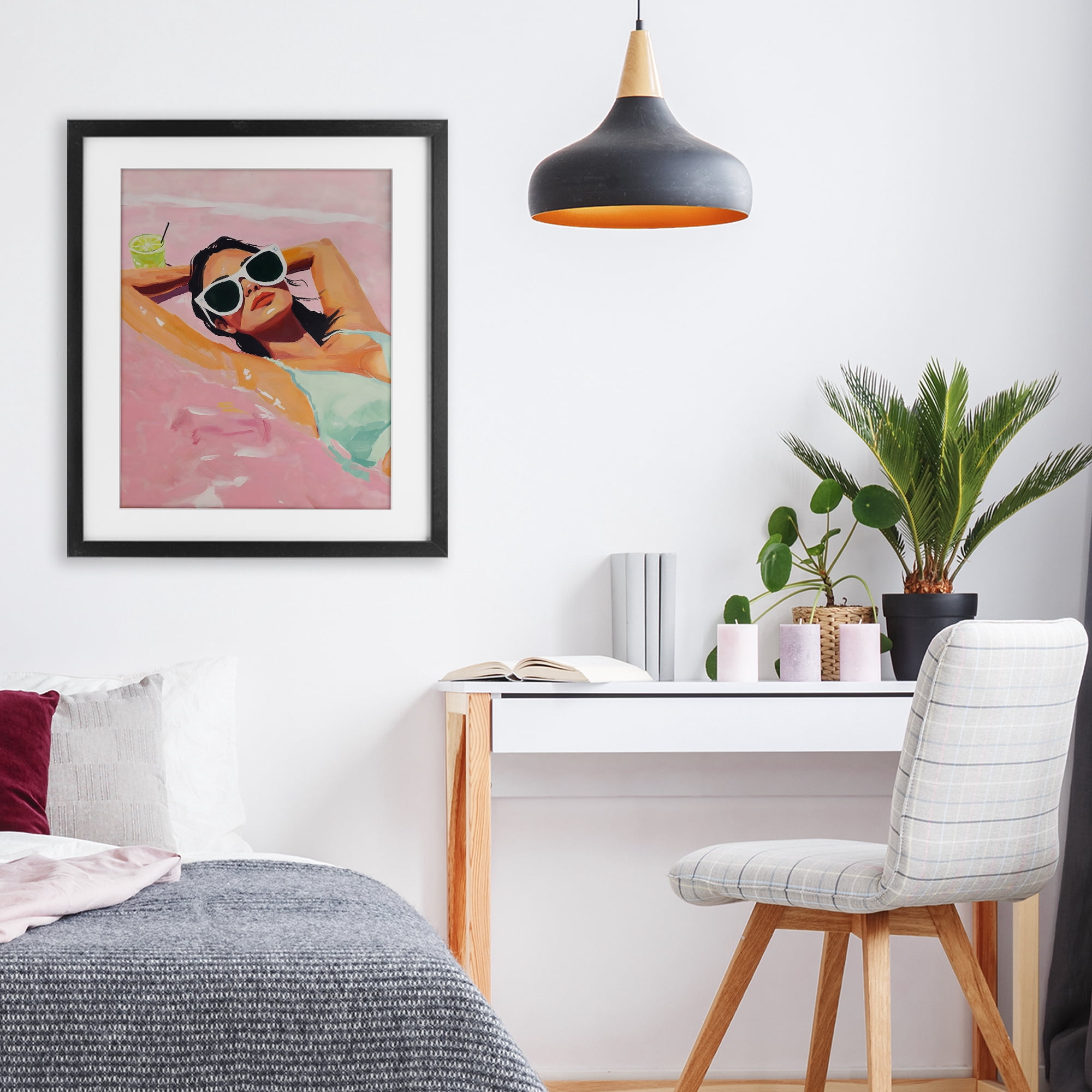 Stupell Industries Trendy Summer Girl Black Framed Print Under Glass, design by The Prints Vibe