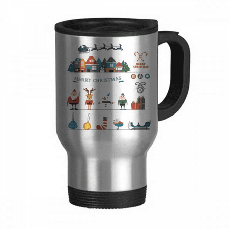 

mas Snowman Festival Santa Claus Travel Mug Flip Lid Stainless Steel Cup Car Tumbler Thermos