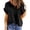 D-BLACK, variant on UVN Summer Shirts for Women Short Sleeve Blouses Ladies Crewneck Lace Crochet Tops Dressy Chiffon Blouses