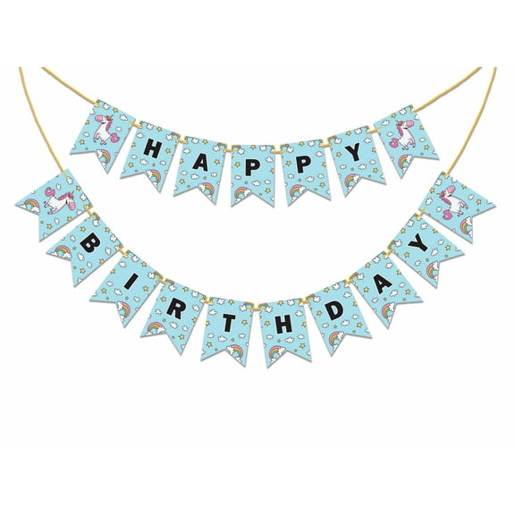 Inkdotpot Birthday Party DecorationsHappy Birthday Party GarlandBaby Girls UnicornPennant Banner Flag