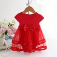 thumbnail image 2 of Tfken Dress For Newborn Girls Solid Color Relaxed Fit Crew Neck Bow Sleeveless Red Dresses Size 9-12 Months, 2 of 2