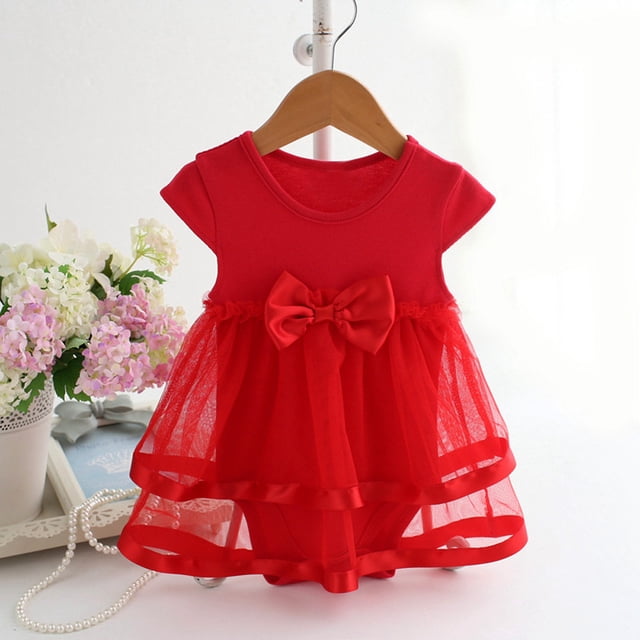 SXcggal One Vêtements Fête Bébé Anniversaire Filles Princesse Nœud Barboteuse Combinaison Robe Bébé Tutu Robe&Jupe Filles Belle Mode Mignonne Robe Enfants
