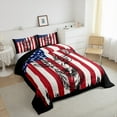 thumbnail image 3 of Erosebridal Retro American Flag Bedding Sets Full with Comforter,Deer Antlers Animal Duvet Insert,Red White Stripe Comforter Sets Full Size,Microfiber Bedroom Decor Reversible，3pcs, 3 of 8