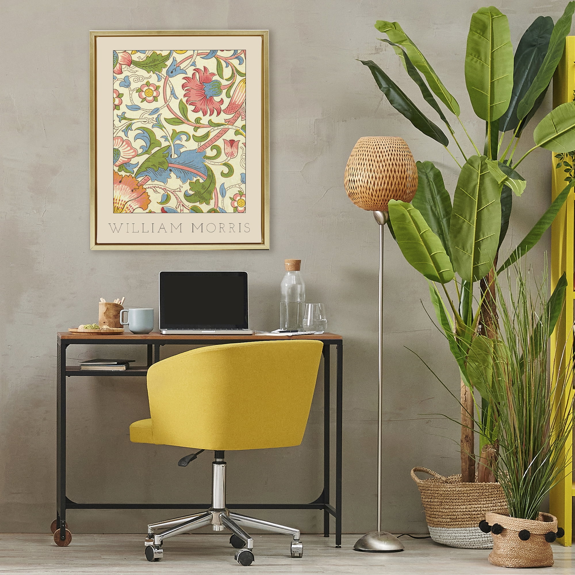 Stupell Industries Stylish Boho Classic Flowers Gold Framed Floater Canvas Wall Art, design by Lil' Rue
