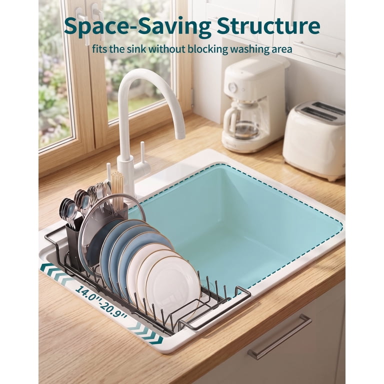 Kitsure Expandable Over-Sink Dish Drying Rack, Black photo 3