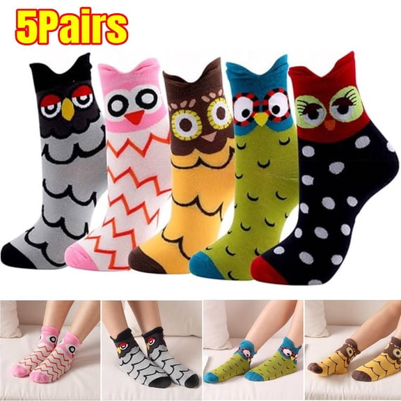 5 Pairs Womens Funny Socks Cozy Cute Printed Patterned Fun Sock Novelty Cat Dog Socks for Women