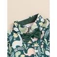 thumbnail image 4 of Argulvti Toddler Boy Gentleman Outfit Cotton Dinosaur Print Short Sleeves Button Shirt with Bow Tie and Shorts Set, 4 of 7