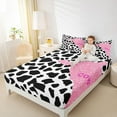 thumbnail image 4 of Feelyou Fashion Cow Print Full Size Sheets for Teens, Pink Glitter Cow Bed Sheets, Chic Art Polkadots Sheet Sets, Ultra Soft Bedroom Decor, 4pcs, 4 of 7