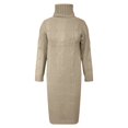 thumbnail image 4 of RMGVDSD Women's Turtleneck Oversized Long Sweater Dress Solid Color Casual Loose Long Sleeve Fall Winter Knit Dresses Loose Knit Pullover Sweater /Khaki, 4 of 5