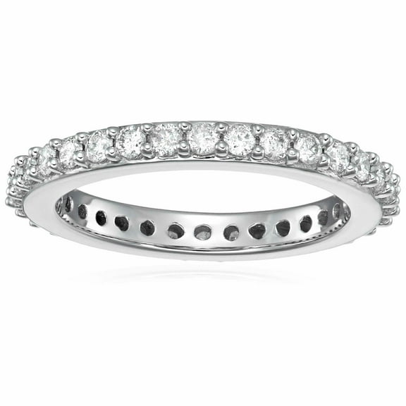 Vir Jewels 1 CTTW Diamond Eternity Ring Wedding Band 14K White Gold Prong Set Size 7 Female Adult