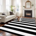 thumbnail image 2 of 6'x9' Area Rugs, Black Striped Indoor Outdoor Area Rug for Living Room Bedroom, Modern Farmhouse Black and White Stripes Washable Bathroom Rugs Kitchen Floor Carpet Mats Home Decor Aesthetic, 2 of 8