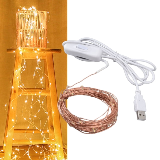 Luces USB Cadena De Alambre De Cobre Luces DIY 100 LED 10 M/32,8 Pies Ahorro De Energía Luz Cálida Segura Cadena De Luz LED Para Exteriores