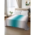 thumbnail image 2 of Turquoise Gray Ombre Full Size Flat Sheet, Wrinkleproof & Fadeproof Cooling Flat Bed Sheet Only, Farmhouse Teal Gradient Modern Art Breathable Soft Bedding Top Sheets 81 x 96 Inches, 2 of 8