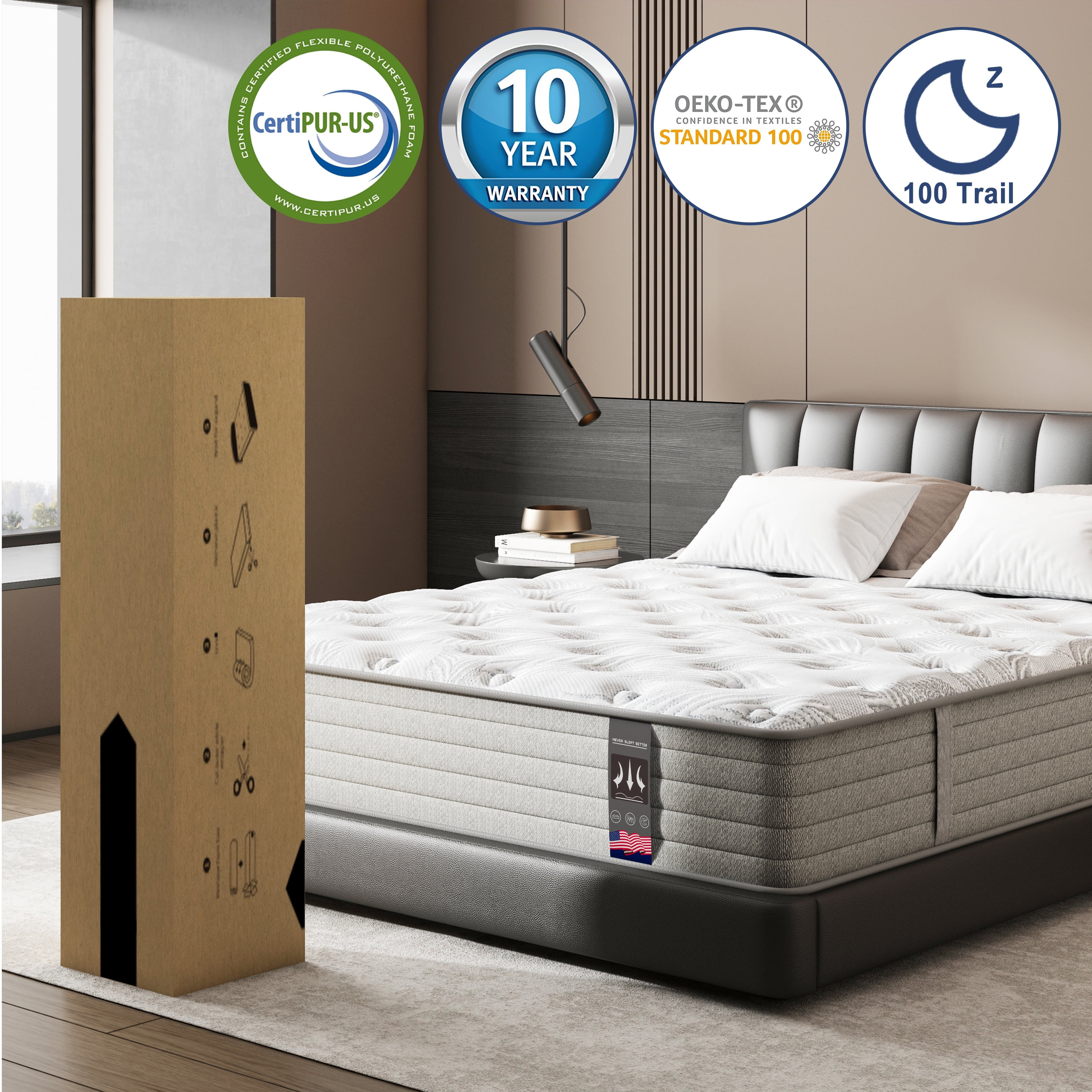 KOW Mattress 12 inch Full Size, Gel Memory Foam Hybrid Mattress in a Box, Cozy Sleep