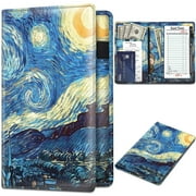 Fintie Server Book Organizer with Zipper Pocket, PU Leather Restaurant Guest Check Presenters Card Holder for Waitress Waiter Bartender, Starry Night
