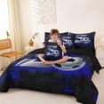 thumbnail image 3 of Castle Fairy 3D Metallic Letter S Soccer Print King Bedding 7pcs, Futuristic Sports Graphic King Bed in a Bag, Silver Black Blue,Black Reversible, 3 of 7
