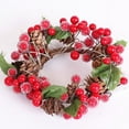 thumbnail image 1 of Large Super Thick Prelit Christmas Wreath Realistic Feel with Warm Lights Timer Pine Cone Red Berries Double Frame Battery operated Wreath for Front Door Xmas Decoration indoor outdoor Home, 1 of 6