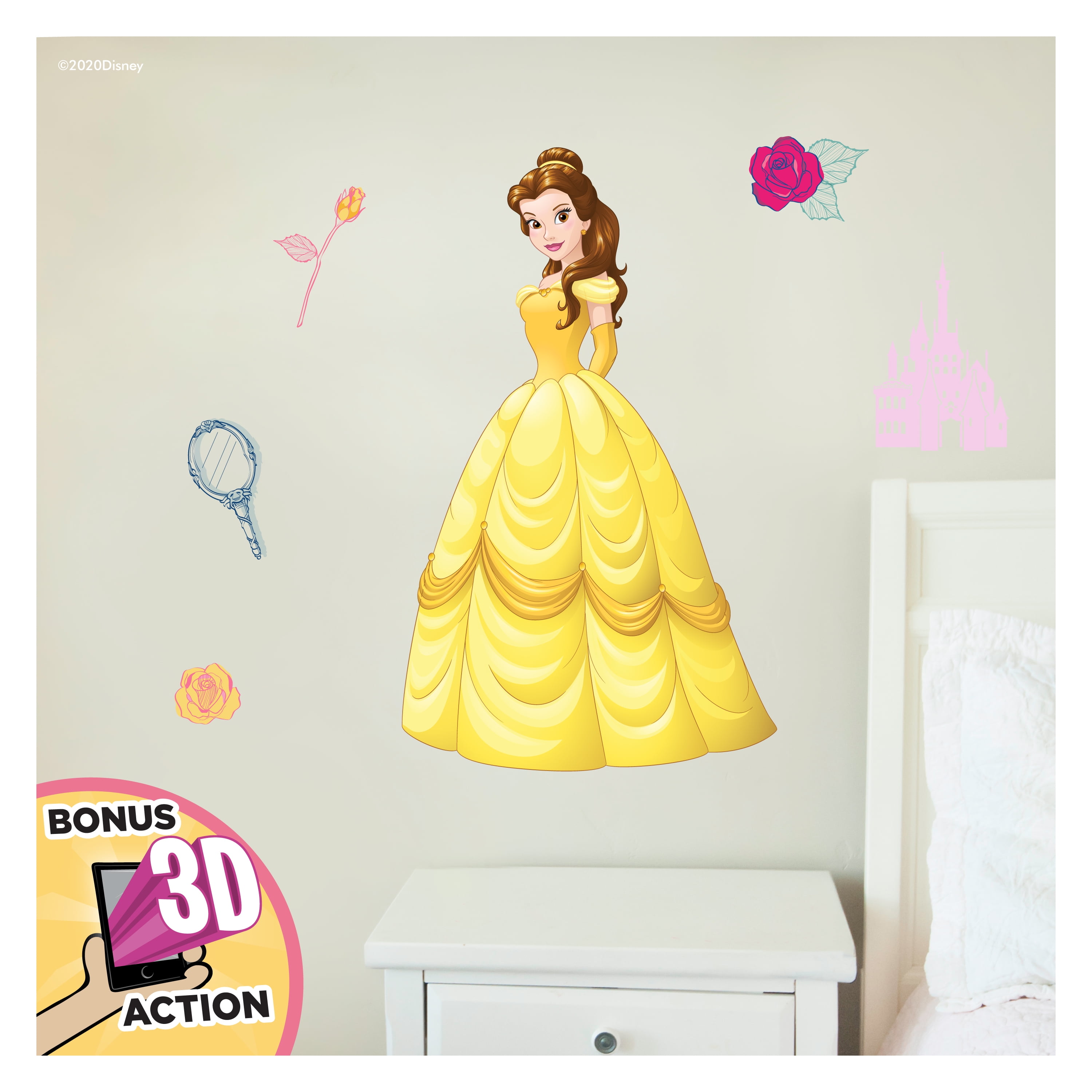 Princess Wall Decal Bell Beauty and the Beast Giant Sticker Disney Kids Girls 